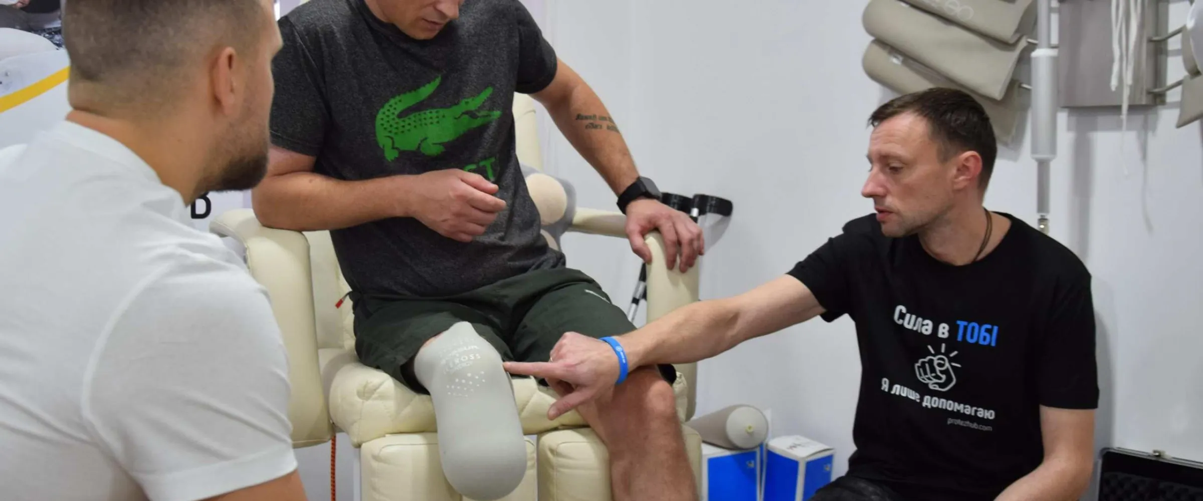 Prosthetics specialists at work or modern prosthetic limbs